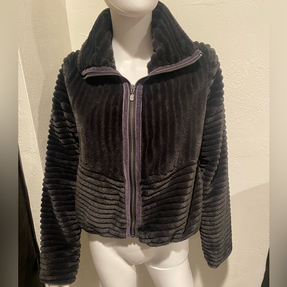 Anthropology dark purple fur jacket Brand new with tags size SMALL